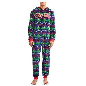 Men's Mistletoe Ugly Christmas Sweater Union Suit Pajama NEW